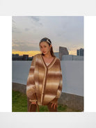 BeerBro Gradient Striped Knit Cardigan in Brown