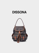 DISSONA Monogram Drawstring Backpack in Brown