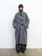 NeverSeez Boucl Wool Duffle Coat in Gray