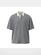 ROYA Contrast Collar Lyocell Wool Polo in Gray