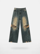 BLINDNOPLAN Distressed Paneled Denim Jeans in Denim