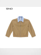 RARELY ALIKE Faux Two Piece Striped Collar Jacket in Beige