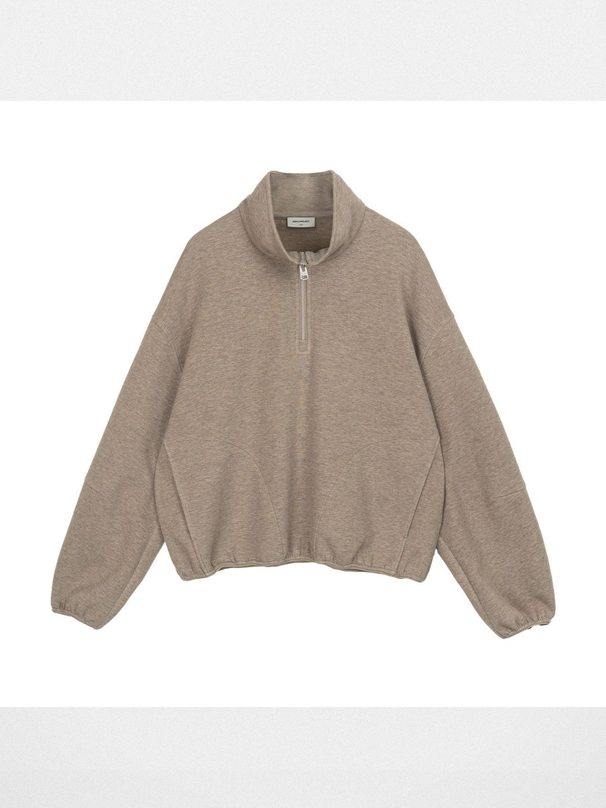 Simple Project Cloud Feel Half Zip Sweatshirt in Beige