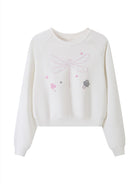 THELIGHT OFFICIAL Rhinestone Dragonfly Raglan Sweatshirt in White