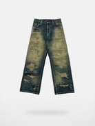 UNKNOWNWORLD Heavyweight Distressed Wide Leg Jeans in Denim