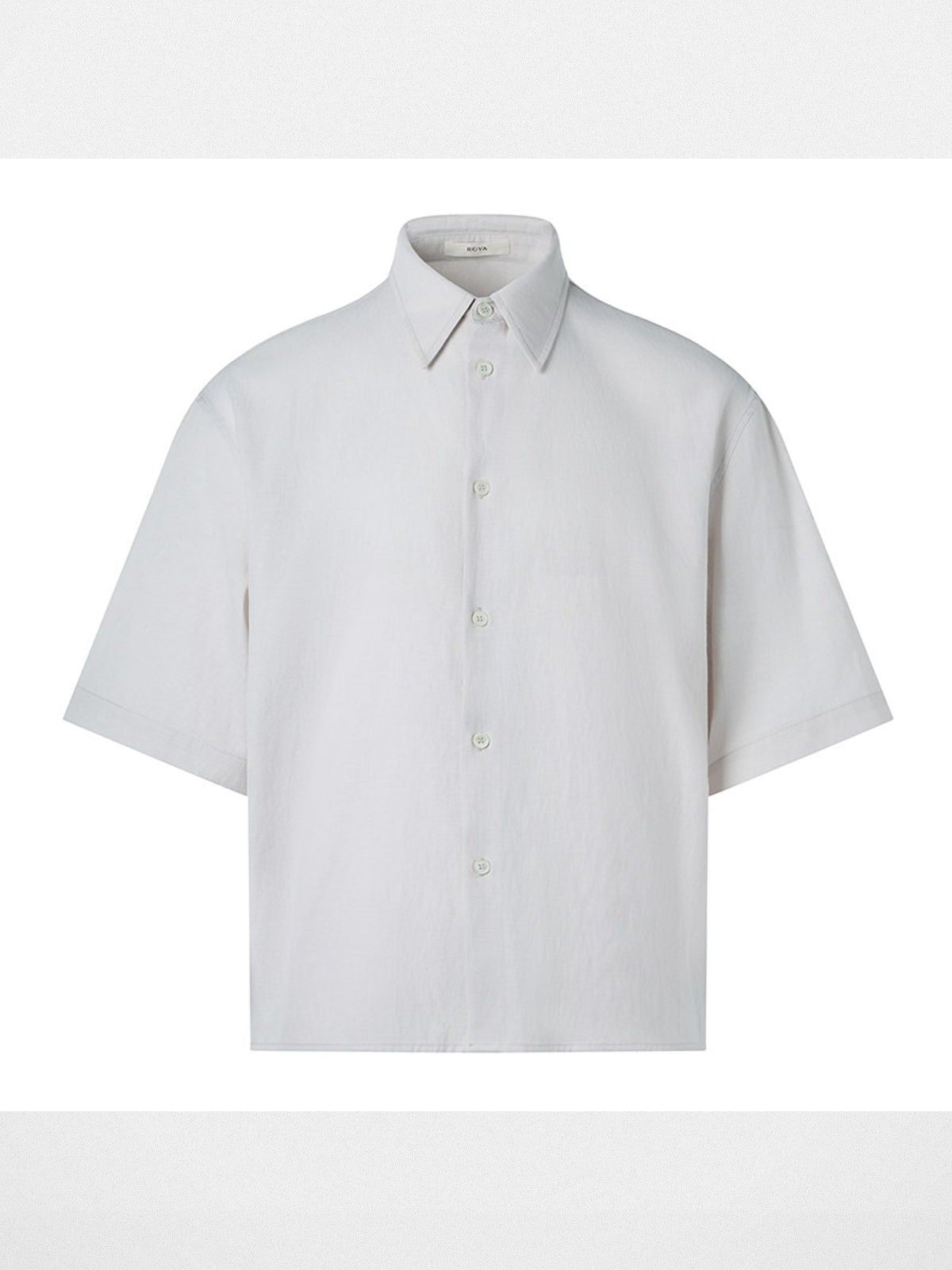 ROYA Boxy Linen Blend Short Sleeve Shirt in White