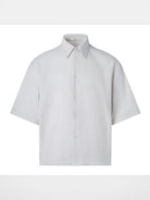 ROYA Boxy Linen Blend Short Sleeve Shirt in White