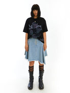 NeverSeez Retro Balloon Print Cotton T Shirt in Black - On Female Model