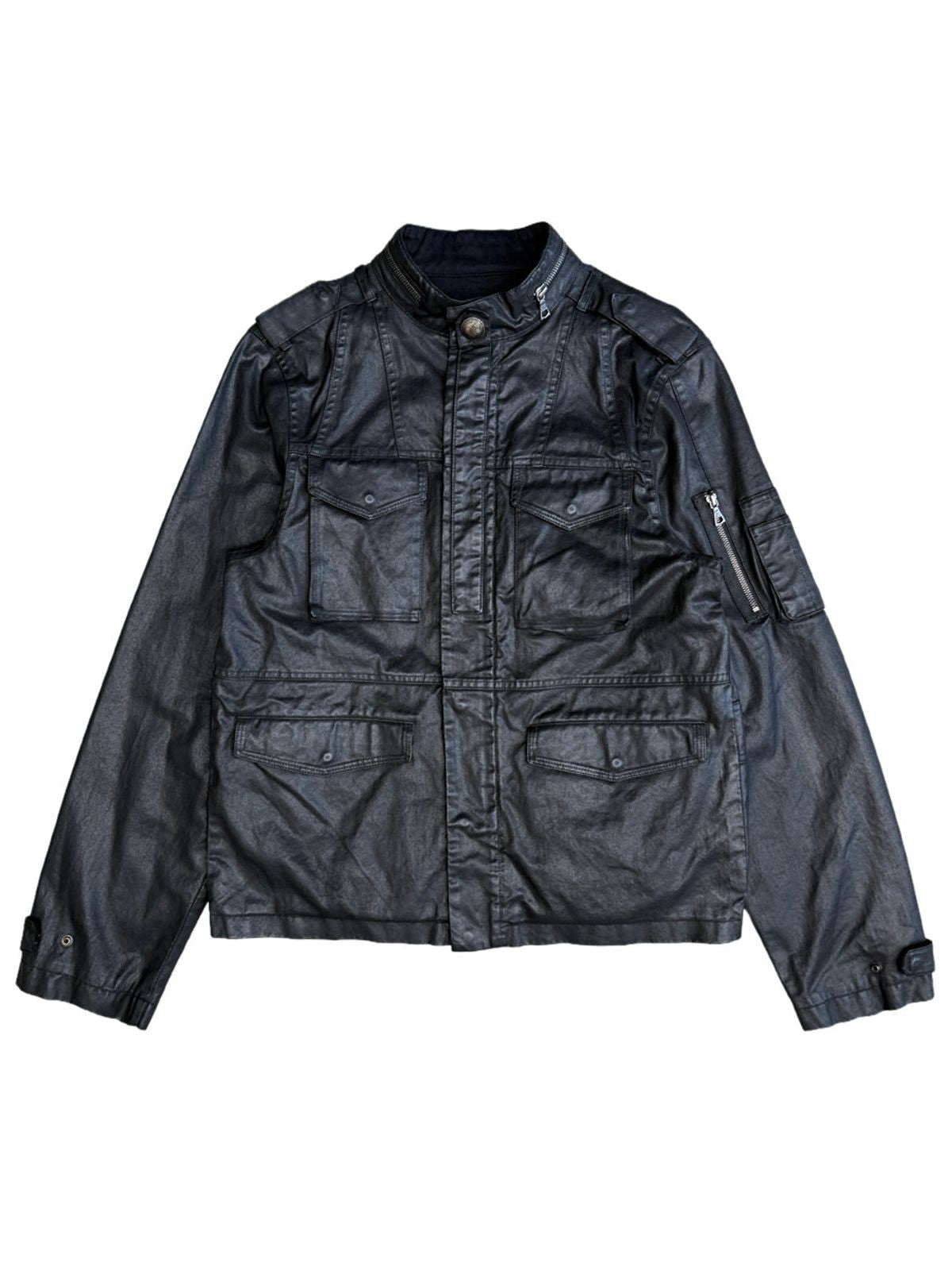 UNKNOWNWORLD Waxed Deconstructed M65 Jacket in Black