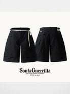 SWFI Distressed Wide Leg Cargo Shorts in Black