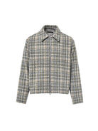 Roolrren Homme Short Wool Tweed Zip Jacket in Gray
