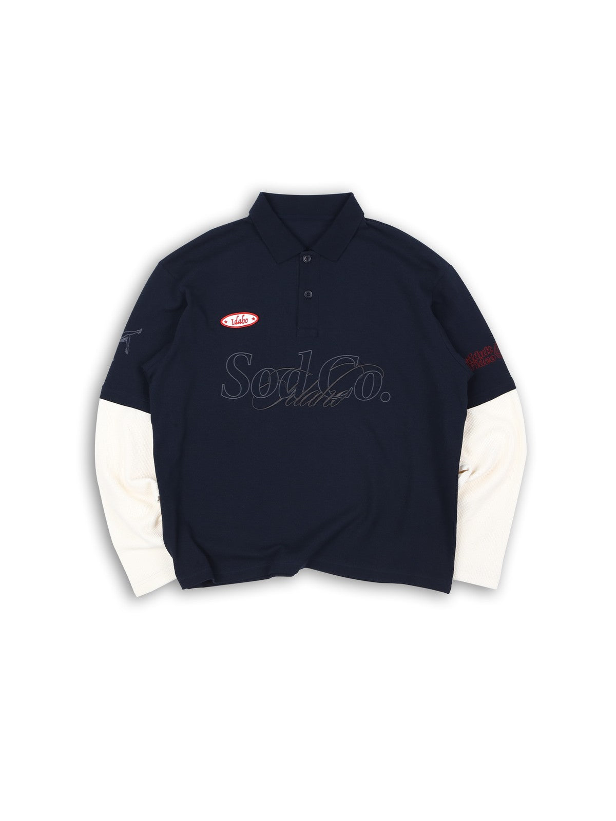 SOD Mock Layered Graphic Polo Shirt in Blue