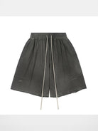 LOSTCTRL Washed Distressed Cotton Shorts in Gray