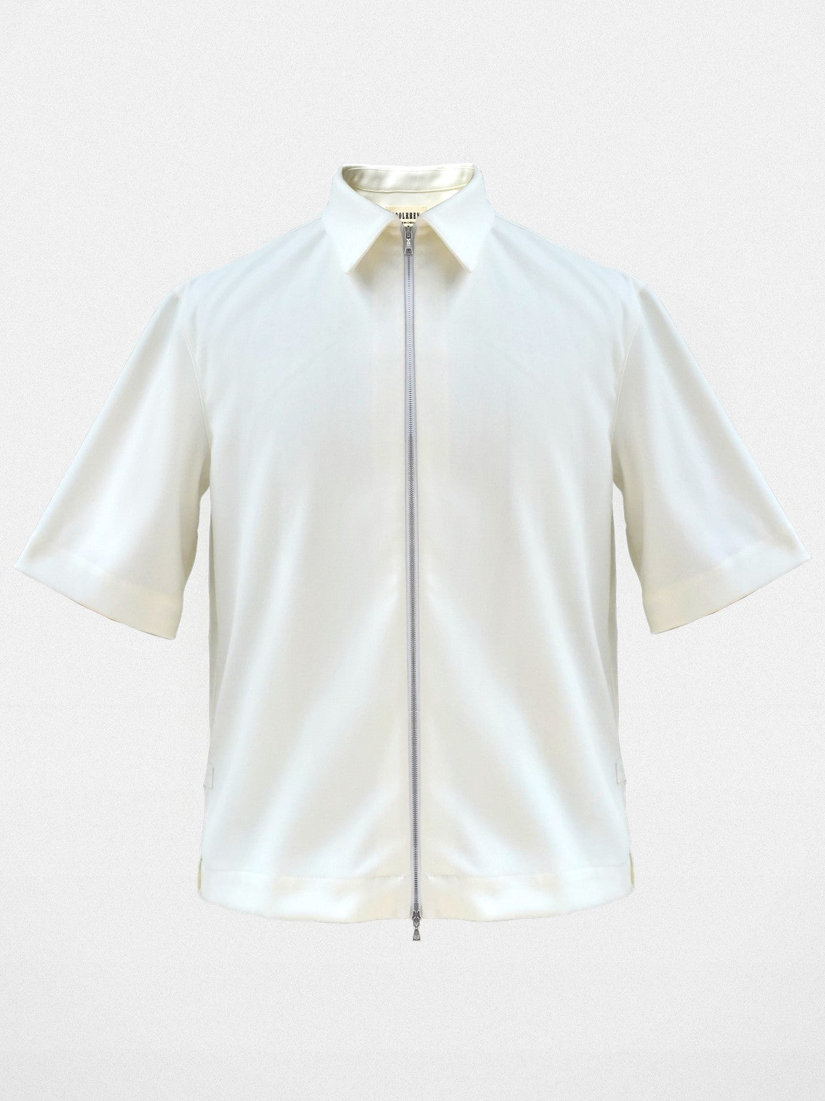 Roolrren Homme Worsted Wool Zip Up Shirt Jacket in White