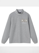 MEDM Leather Patchwork Logo Sweatshirt in Gray