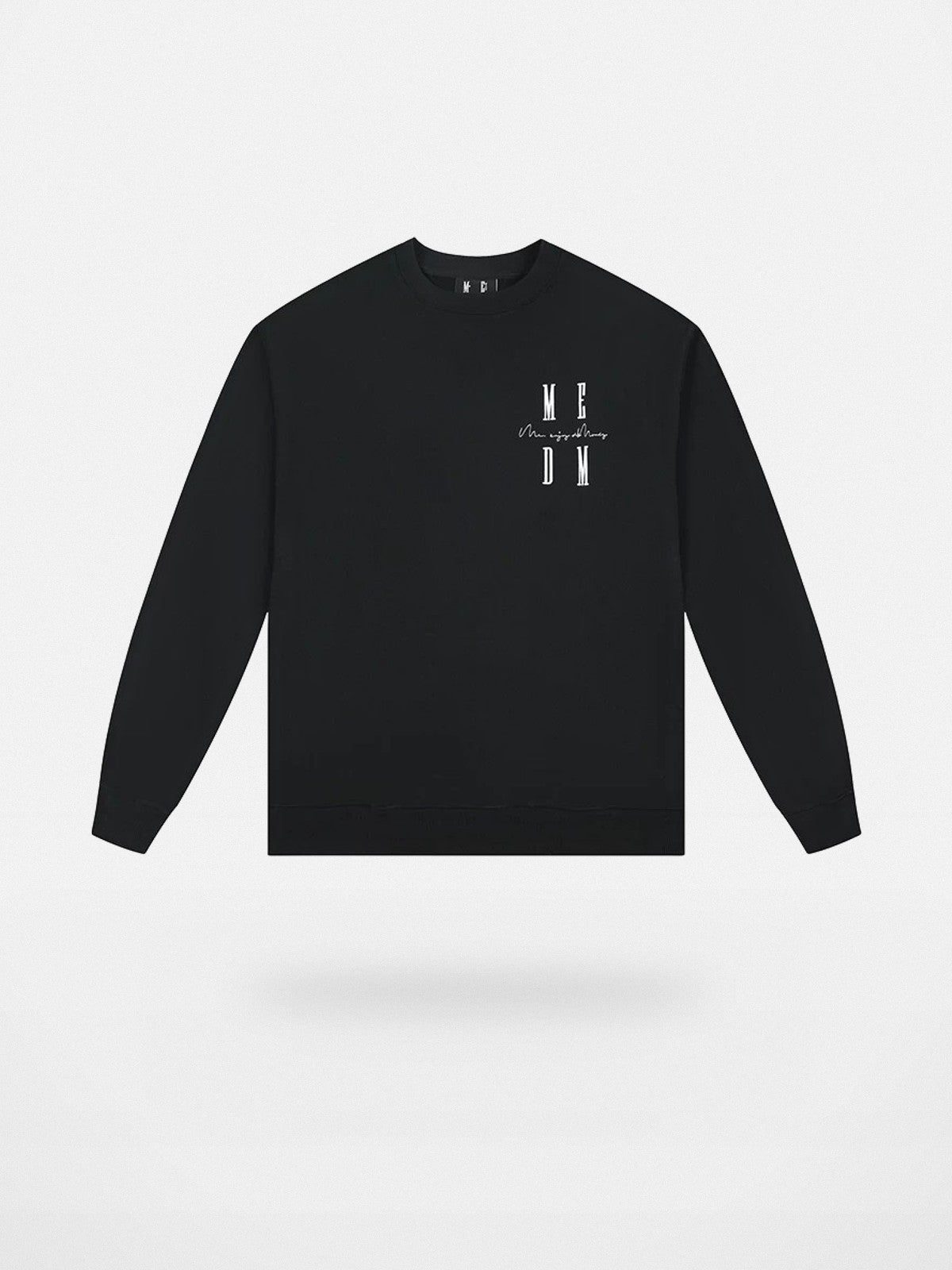 MEDM Oversized Logo Crewneck Sweatshirt in Black