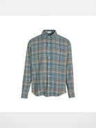 LOSTCTRL Raw Hem Plaid Shirt in Blue