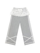 CFIERCE Lace Tiered Skirt Sweatpants in Gray