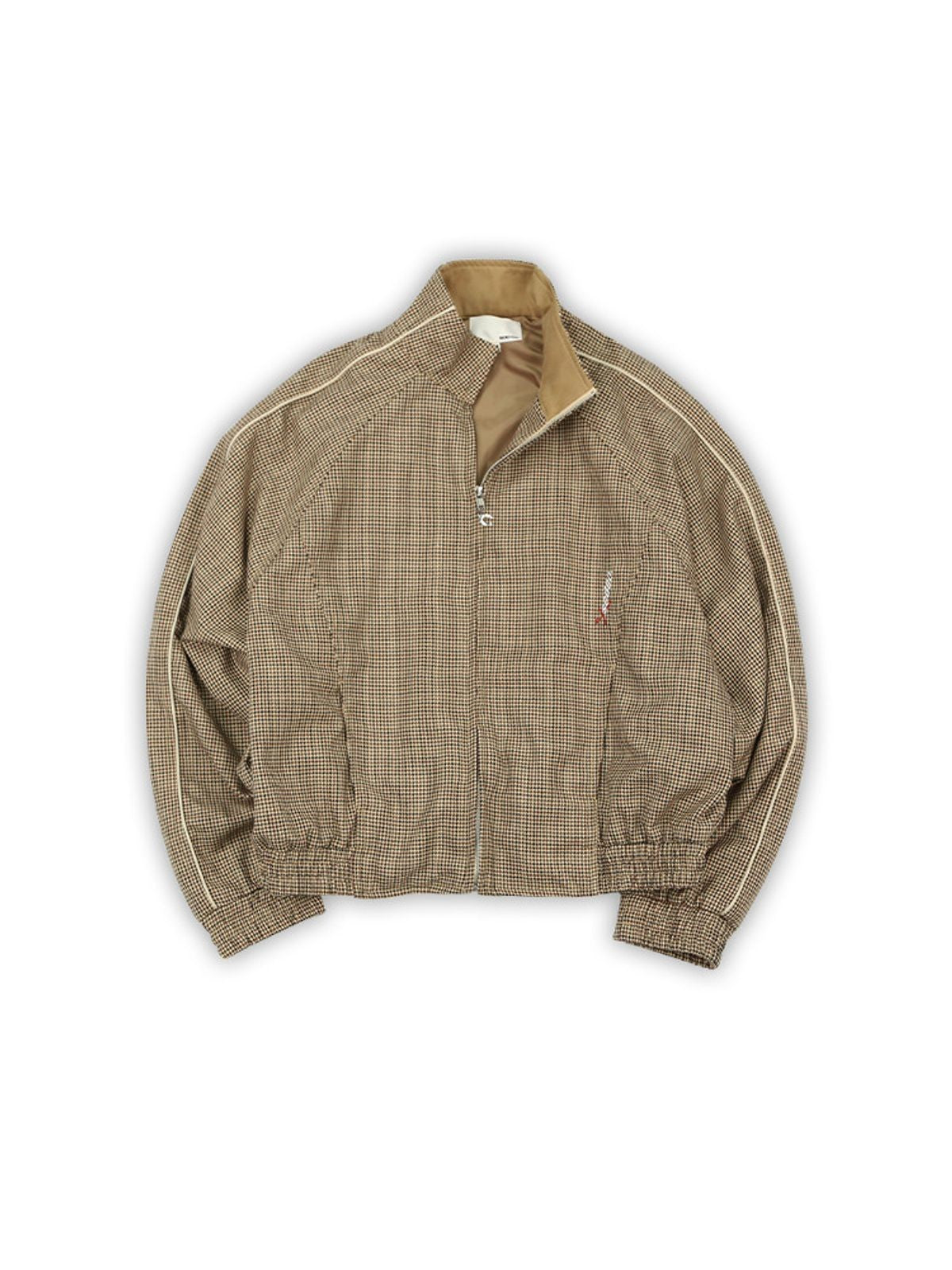 SOD Wool Blend Houndstooth Track Jacket in Khaki