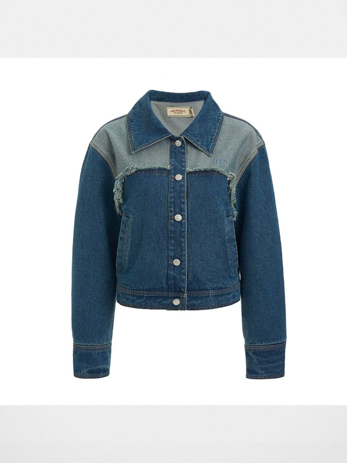Amee Raw Edge Contrast Denim Jacket in Denim
