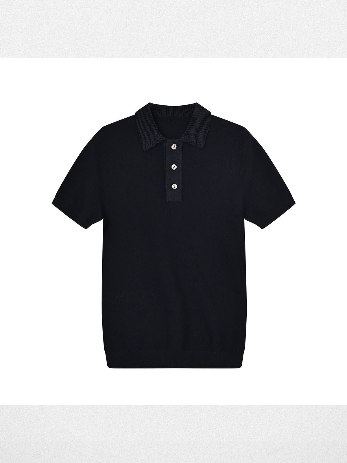 Roolrren Homme Mercerized Cotton Knit Polo in Black