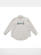 MasonPrince Distressed Striped Badge Shirt in White