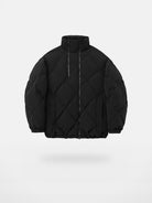 NANS Diamond Quilted Double Zip Puffer in Black