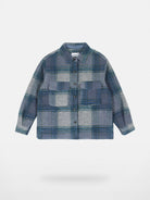 LOSTCTRL Brushed Plaid Shirt Jacket in Blue