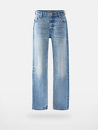 VLABMADE Ice Blue Raw Hem Straight Jeans in Blue