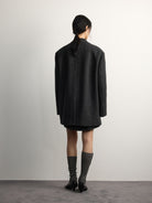 RandomPiece Oversized Wool Blend Blazer in Gray - On Model