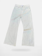 AFterTaste Bone White Vintage Washed Micro Flare Jeans in Sky Blue