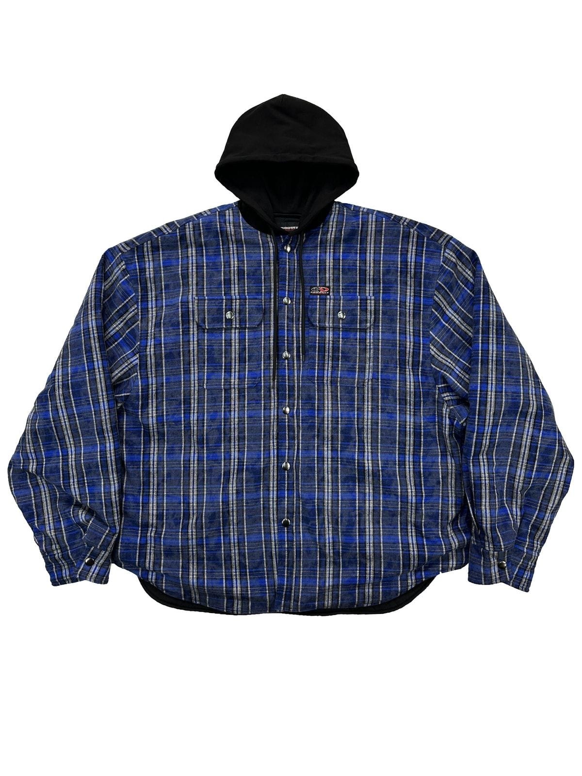 Unknownworld Oversized Padded Plaid Hooded Jacket in Navy Blue