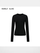RARELY ALIKE Stretch Tencel Merino Knit Top in Black