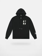 MEDM Camellia Embroidered Zip Hoodie in Black