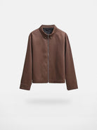 Roolrren Homme Heavyweight Cotton Raccagni Zip Jacket in Brown