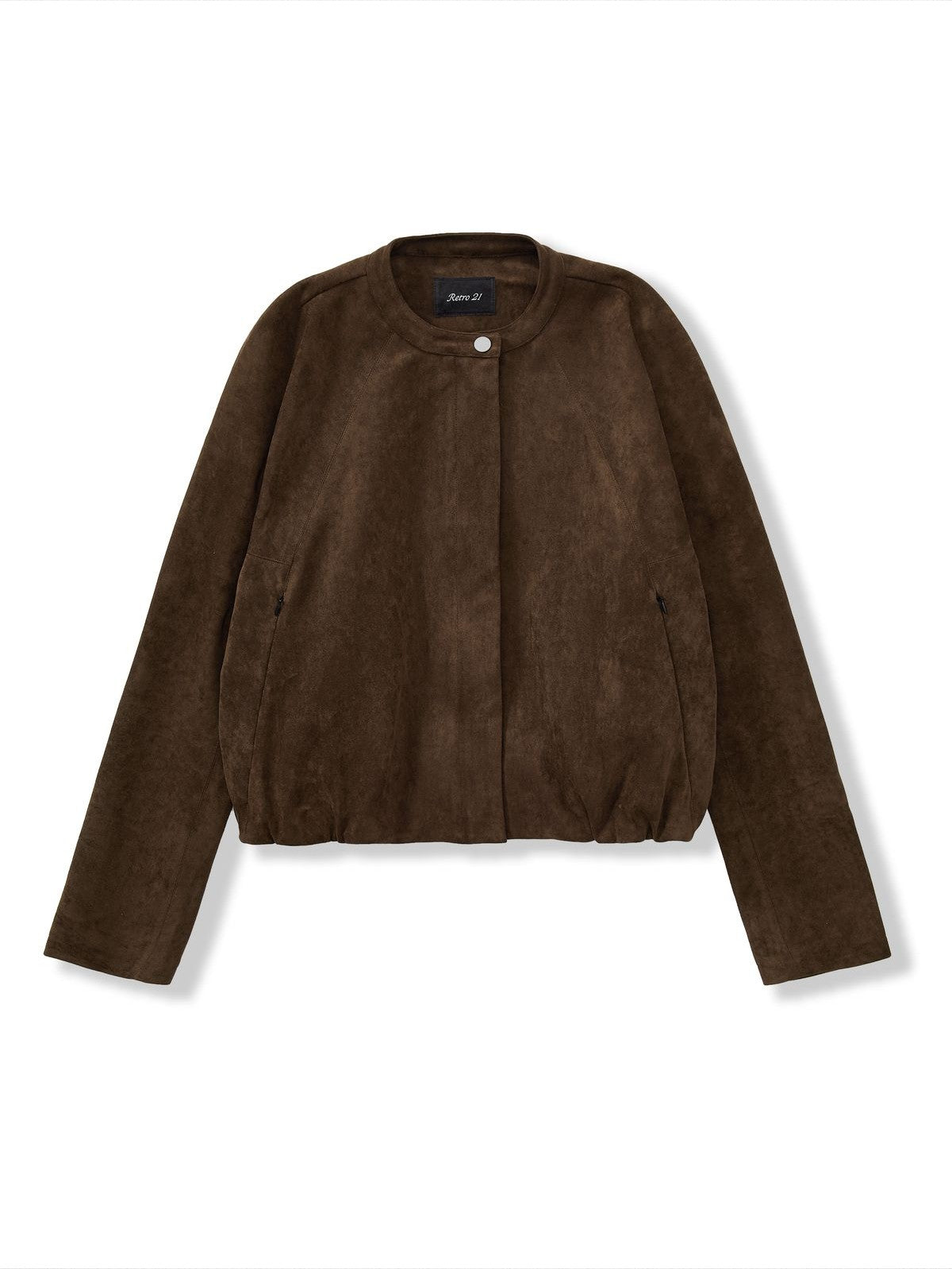 Retro 21 Faux Suede Batwing Balloon Jacket in Brown