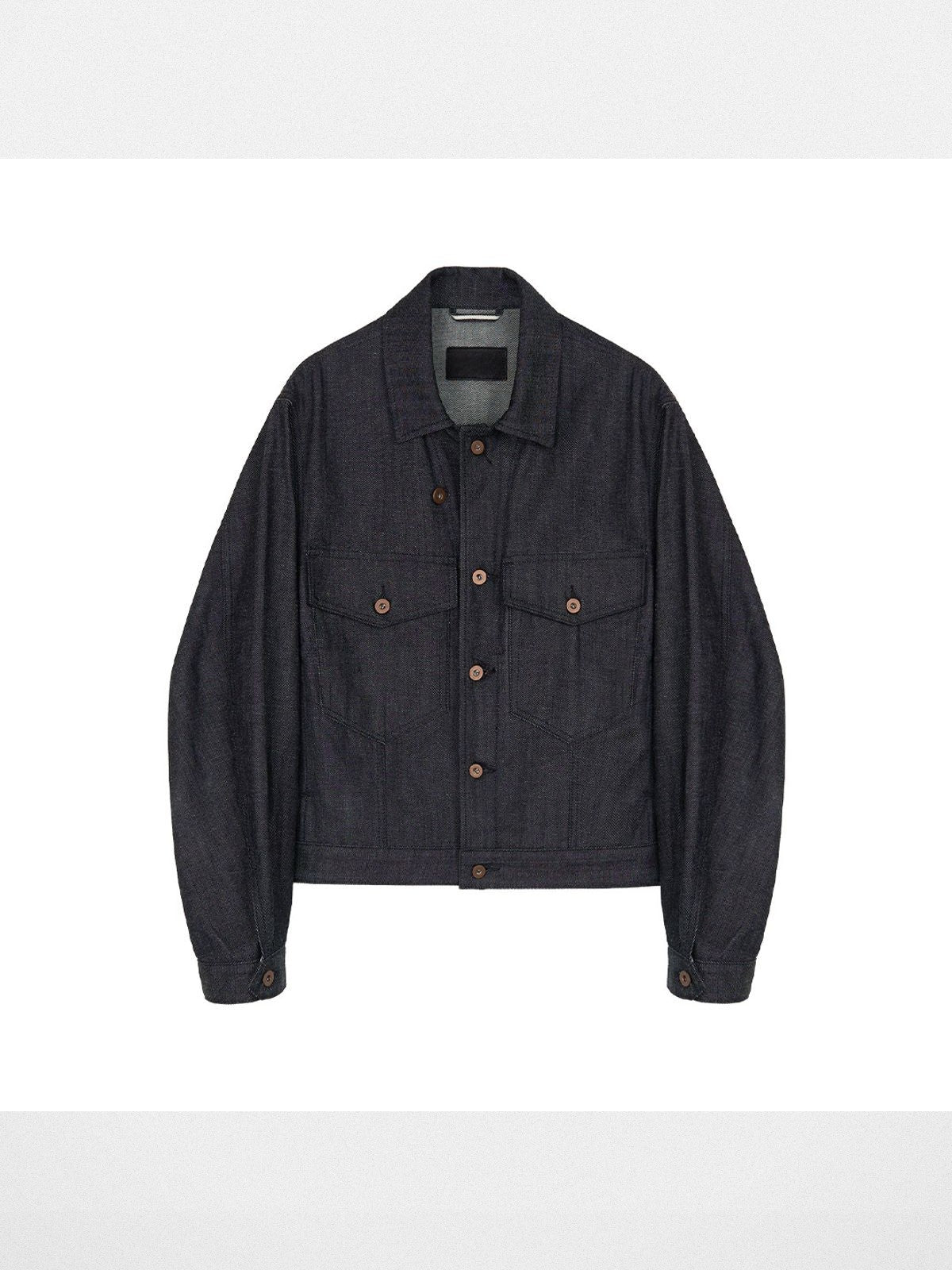 Simple Project Ramie Blend Selvedge Denim Jacket in Blue