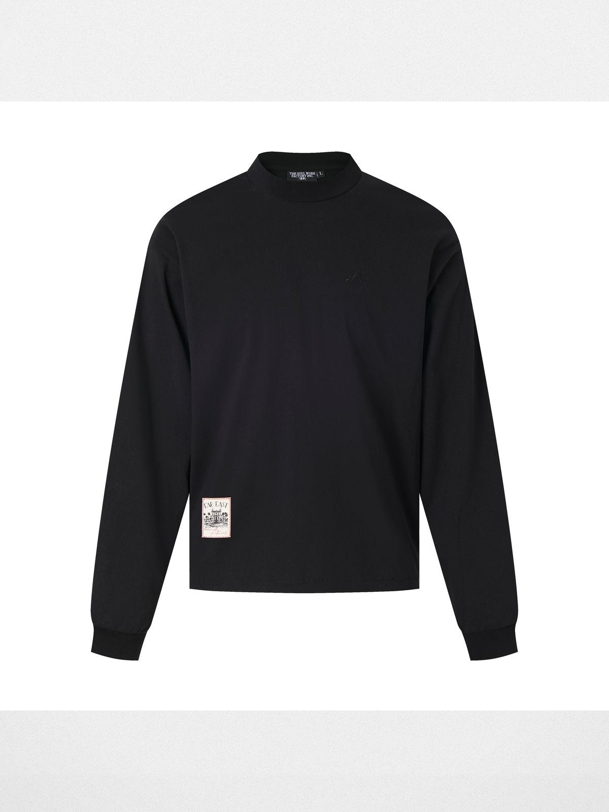 SWFI Heavyweight Embroidered Long Sleeve Tee in Black