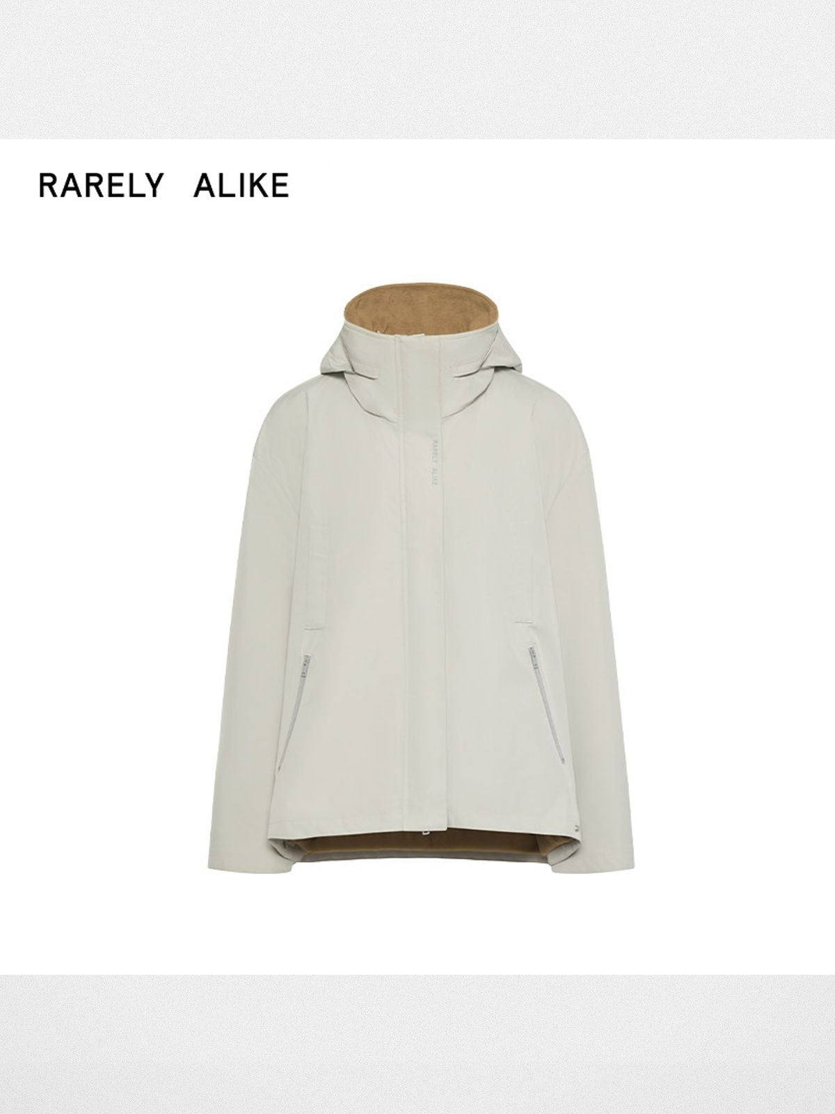 RARELY ALIKE Fleece Lined Technical Hooded Jacket in White