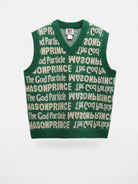 MASONPRINCE Embossed Pattern Wool Blend Vest in Green