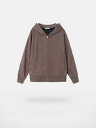 ROYA Merino Wool Blend Zip Up Hoodie in Oatmeal