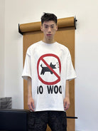 TRIANGLE PROJECT No Woo Graphic Heavyweight T Shirt in White - On Model