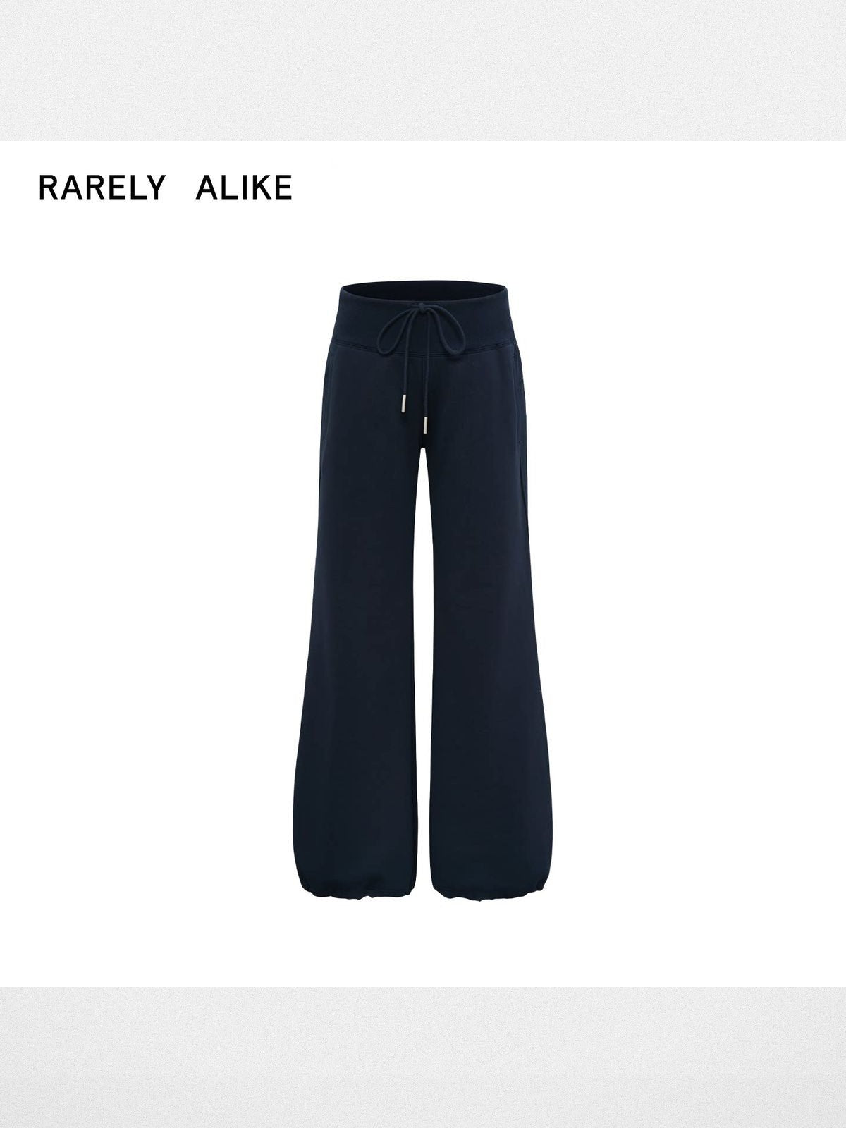 RARELY ALIKE Ribbed Waist Cinchable Flare Pants in Navy