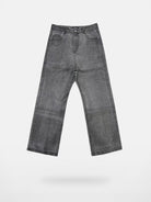 UNKNOWNWORLD Washed Waxed Wide Leg Jeans in Gray