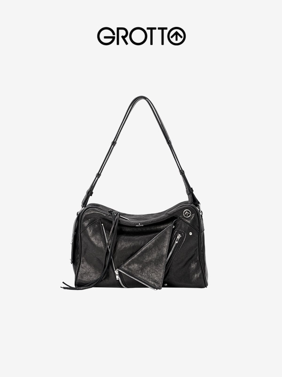 Grotto SoftCollar Vegetable Tanned Leather Bowling Bag in Brown