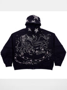 CFIERCE Rhinestone Snake Girl Zip Hoodie in Black