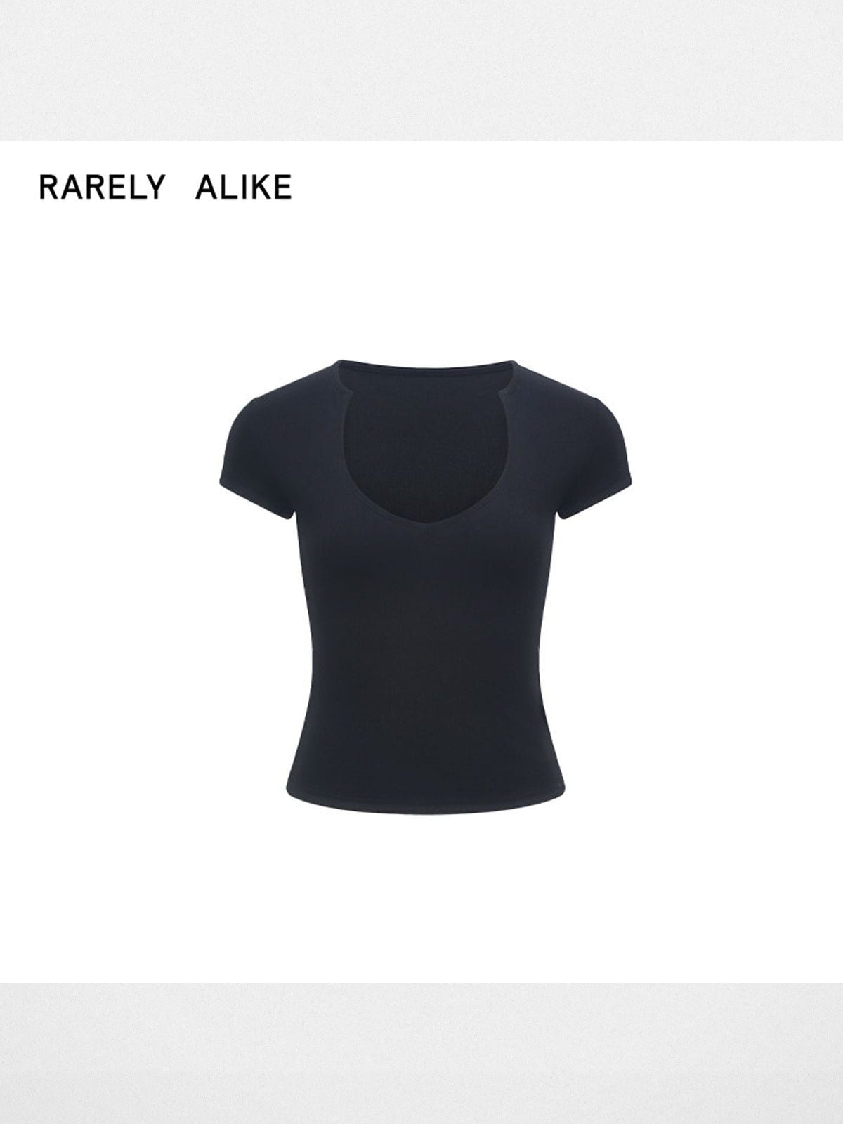 rarely alike Cup Neck Short Sleeve Tee in Black