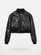 BLINDNOPLAN Cropped Layered MA 1 Bomber Jacket in Black
