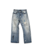 SOD Distressed Graffiti Embroidered Jeans in Blue