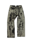 SOD Hand Tie Dye Distressed Straight Jeans in Gray